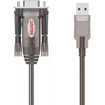 UNITEK USB-A – RS232 soros konverterkábel, DB9 dugó, 1,5 m, fekete
