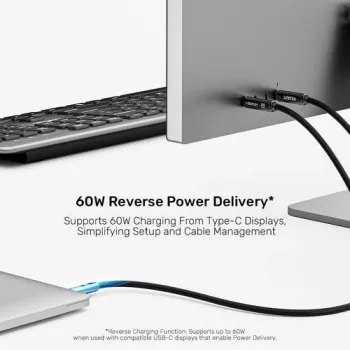 UNITEK USB-C Active Optical Cable 5m - 10Gbps, PD 60W, 8K@30Hz, fekete