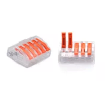 TRYTYT PC-235 push-in vezetékcsatlakozó 5-utas 0,2-4,0 mm² 30 csomag átlátszó narancssárga