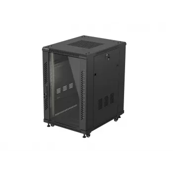 LANBERG 18U 19 inch álló szerver rack szekrény 600x800 mm fekete edzett üvegajtóval (Flat Pack)