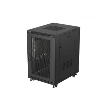 Lanberg 19 inch 18U 600x800 mm fekete álló szekrény perforált ajtókkal (Flat Pack)