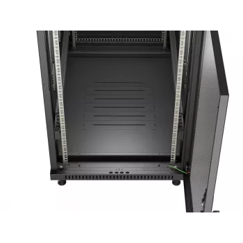 LANBERG 19 inch 27U álló rack szekrény 600x1000 mm fekete perforált ajtóval (Flat Pack)
