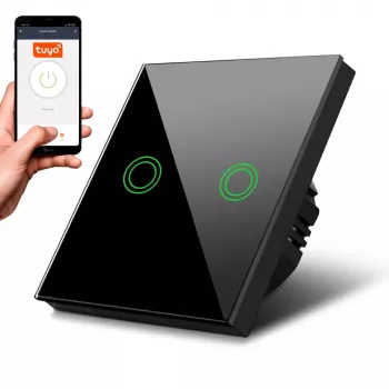 MACLEAN MCE714B WiFi 2-es érintéses fénykapcsoló, fekete