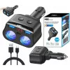 MBG Line HC69PD 3-as szivargyújtó-elosztó 2x USB-C PD 30W és 2x USB-A QC 3.0, LED feszültségkijelző, 180W