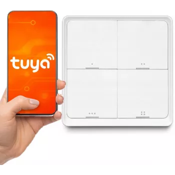 LUXURY-GOODS SC04 ZigBee TUYA okos jelenetkapcsoló – 4 gomb, 12 jelenet, fehér