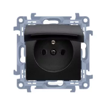 KONTAKT SIMON 10 1 modulos dugalj matt fekete fedéllel IP44 rugós csatlakozókkal 16A 250V