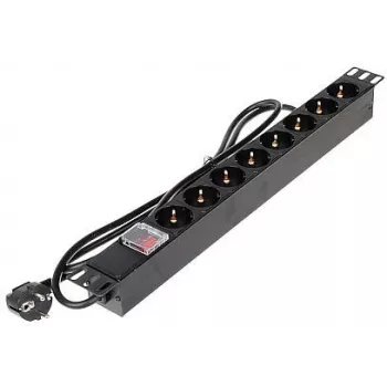 DELTA PD-8/RACK-N 8 csatornás 1U 19 inch rack felszerelésű elosztóegység (PDU) - 230V 16A 3680W Schuko