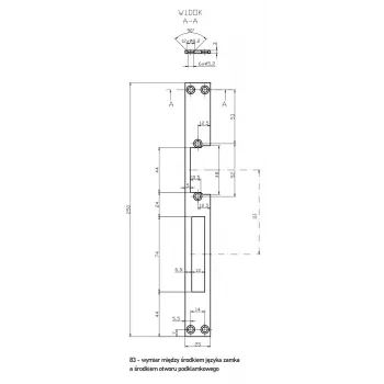 HARTTE OK-P4 hosszú lapos rúd elektromos ajtónyitóhoz, 3 mm, nyitott