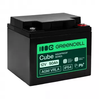 GREEN CELL AGM VRLA 12V 50Ah karbantartásmentes akkumulátor UPS-hez, 197x166x170mm