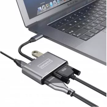 ZENWIRE USB-C multiport adapter hub 4 az 1-ben HDMI 4K VGA USB-A Space Gray BYL-2310
