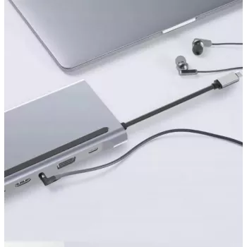 ZENWIRE USB-C hub adapter 12 az 1-ben dokkolóállomás 2x HDMI 4K Ethernet RJ45 USB 3.0 BYL-2211