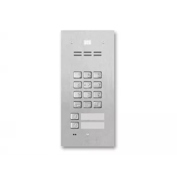 ACO FAM-P-2NPZSACC 2 családos kültéri ajtóállomás süllyesztett szereléshez RFID-olvasóval és kódszárral, ezüst