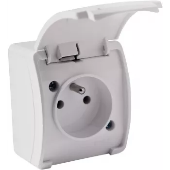 VIPLAST KOALA egyes fali dugaszolóaljzat védőérintkezővel és fedéllel, fehér, IP44 161-01