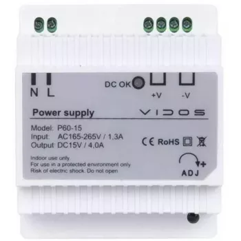 VIDOS P60/15 tápegység 60W 15V DC DIN-sín