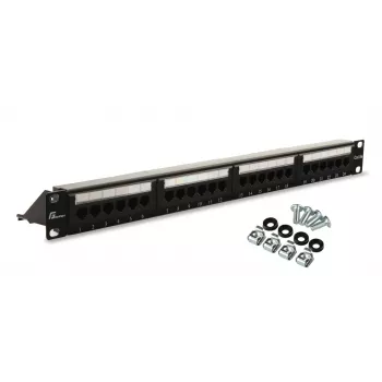 GETFORT PGF-5EUTP24-B4 Cat.5e UTP 24 portos patch panel 1U 19 inch rack szerelés fekete