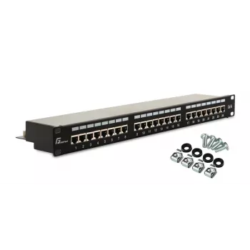 GETFORT PGF-5EFTP24-B6 patch panel FTP Cat.5e 24 port 1U fekete
