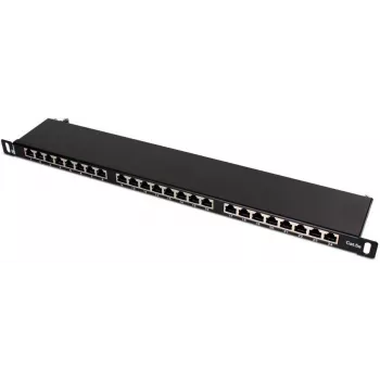 Patch panel FTP Cat.5e 24 port 0.5U fekete GETFORT PGF-5EFTP24-B8