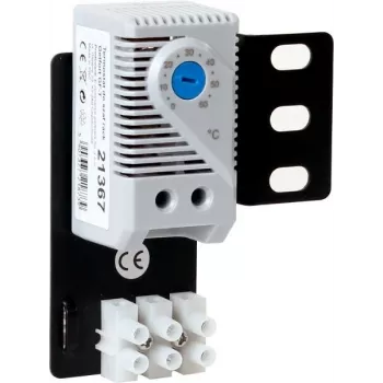 GETFORT GF-T rack ventilátor termosztát, 230V AC, 0-60°C, DIN sín, RAL 7035