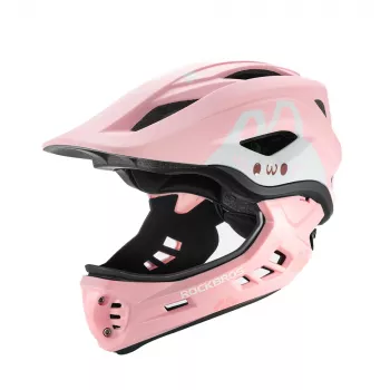 ROCKBROS TT-32002 Rabbit gyerek konvertibilis sisak eltávolítható állvédővel, M méret (54-58 cm), rózsaszín