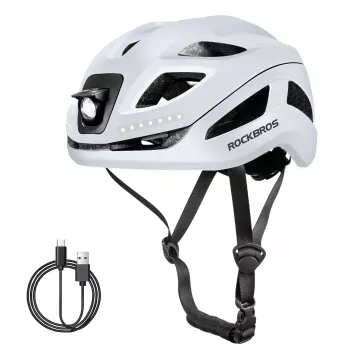 ROCKBROS ZK-077 okos kerékpáros sisak beépített többirányú LED-világítással, 57-61 cm, fehér