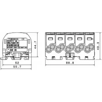 SIMET SIMBLOCK SCB 25-5X elosztóblokk Al/Cu 1x25mm² bemenet 5x1,5-16mm² kimenet szürke