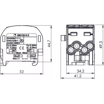SIMET SCB 25-2 Al/Cu 80-120 SIMBLOCK elosztóblokk - szürke 81505002
