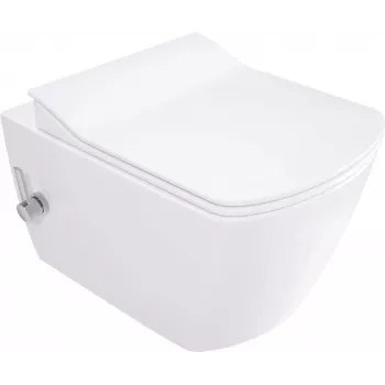 DEANTE WC-csésze bidé funkcióval - keverőcsapteleppel, fehér, álló WC, perem nélküli, Dual Flush 3/5L, Soft-Close ülőke