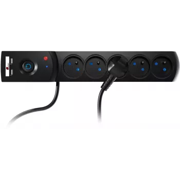 Getfort 5P 5 m fekete USB túlfeszültség-védett elosztó