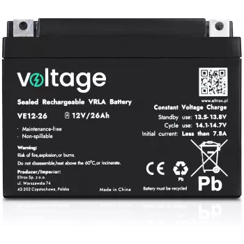 VOLTAGE AGM akkumulátor 12V 26Ah VE12-26 (6-9 év élettartam)
