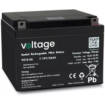 VOLTAGE AGM akkumulátor 12V 26Ah VE12-26 (6-9 év élettartam)