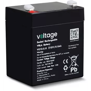 Voltage AGM akkumulátor 12V 5Ah VE12-5.0 (6-9 év élettartam)