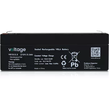VOLTAGE AGM akkumulátor 12V 2,3Ah VE12-2.3 (6-9 év élettartam)