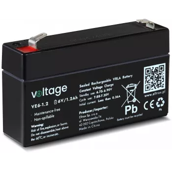 AGM akkumulátor Voltage 6V 1,2Ah VE6-1.2 (6-9 év tervezett élettartam)
