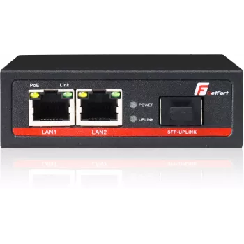 GETFORT GF-102-2PG-S-65 PoE+ médiakonverter 2 portos Gigabit Ethernet SFP RJ-45 1000 Mbps