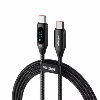 USB-C - USB-C kábel Voltage PowerDisplay 100W PD 1m fekete