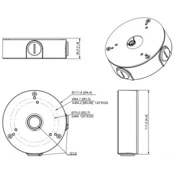 MITON MT-P13G fali elágazódoboz, szürke (RAL 7035), IP65, IK07, 130x130x75 mm
