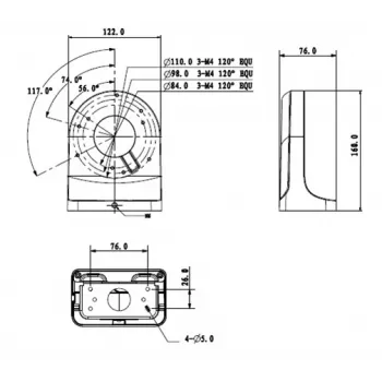 MITON MT-P203-B elágazódoboz, fali, ABS, szürke, IP44, 80x80x40mm