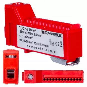 PAWBOL LZB E.4136CZ csavarmentes sorkapocs 12 pólusú piros 450V 24A