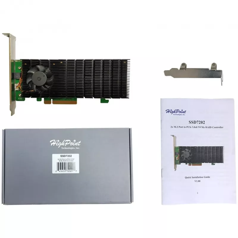 HighPoint SSD7202 NVMe RAID tárolóvezérlő