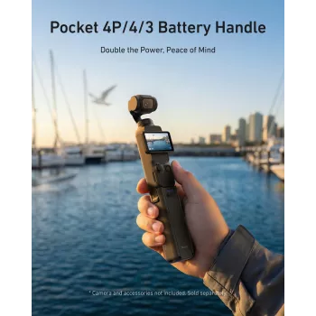 TELESIN 5000mAh akkumulátoros markolat power bank DJI Osmo Pocket 3 / 4-hez, USB-C, fekete
