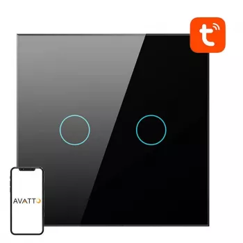 AVATTO TS02-EU-B2 okos fali kapcsoló WiFi 2-gang fekete
