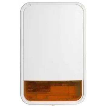 DSC PowerG Wireless Outdoor Siren with Strobe, 868 MHz, 110 dB, Battery Powered, White/Red