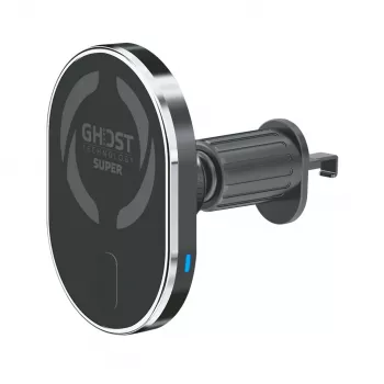 CELLY MagSafe autós tartó vezeték nélküli töltéssel - 15W Qi gyorstöltés, szellőzőrács-tartó, 360°-os forgatás, fekete