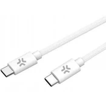 CELLY USBCUSBCCOTT - USB-C - USB-C pamutfonott kábel fehér (Power Delivery)