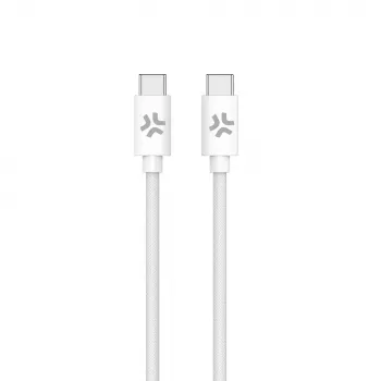CELLY USBCUSBCCOTT - USB-C - USB-C pamutfonott kábel fehér (Power Delivery)
