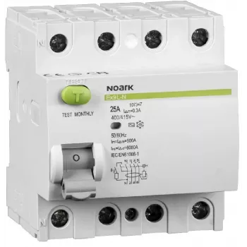 NOARK Ex9L-N 4P 25A 30mA RCCB hibaáram-védőkapcsoló, 6kA, AC típus, 4 pólusú