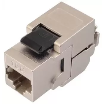 Solarix Cat.6A STP RJ45 keystone jack szerszám nélküli fekete SXKJ-10G-STP-BK-SA
