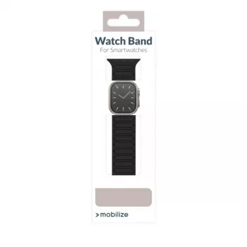 Mobilize szilikon szíj - mágneses - Apple 42/44/45/49mm-hez - fekete