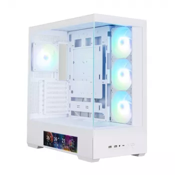 Zalman P40 DS fehér mid-tower PC-ház 4x 140mm ARGB ventilátorral, edzett üveg oldallal, mesh előlappal, fehér