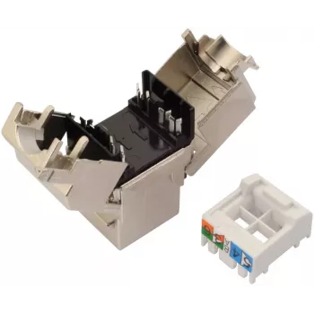 SOLARIX Cat.6 STP RJ45 keystone modul, szerszám nélküli IDC, fekete
